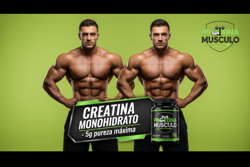 Creatina con atletas musculosos